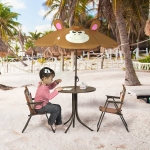 Outsunny Kids Picnic Table and Chair Set, Outdoor Folding Garden Furniture, for Patio Backyard, with Monkey Pattern, Removable & Height Adjustable Sun Umbrella, Aged 3-6 Years Old