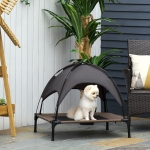 PawHut Elevated Cooling Pet Bed Portable Raised Dog Cot with Canopy for Small Sized Dogs, Indoor & Outdoor, 30"x24"x28.75", Coffee
