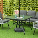 Outsunny 42-inch Patio Dining Table with Umbrella Hole Square Outdoor Bistro Table for Garden Lawn Backyard, Steel