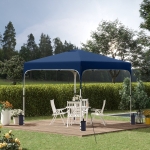 Outsunny 10' x 10' Pop Up Gazebo, Foldable Canopy Tent with Carrying Bag with Wheels, 4 Leg Weight Bags and 3-Level Adjustable Height for Outdoor Garden Patio Party, Navy Blue