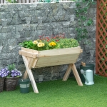 Outsunny 32'' x 19'' x 24'' Raised Garden Bed, Wooden Elevated Planter Box w/ Non-woven Fabric for Backyard, Patio to Grow Vegetables, Herbs, and Flowers