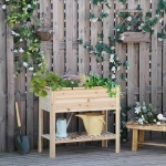 Outsunny Wooden Raised Garden Bed Standing Elevated Planter Box with Storage Shelf for Flowers, Vegetables, and Herbs, 36"L x 16"W x 32"H, Natural