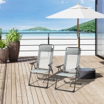 Outsunny Set of 4 Portable Folding Recliner Outdoor Patio Chaise Lounge Chair with Adjustable Backrest, Grey