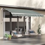Outsunny 10' x 8' Retractable Awning Fabric Replacement Outdoor Sunshade Canopy Awning Cover, UV Protection, Green & White
