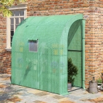 Outsunny 7' x 3' x 7' Outdoor Walk-In Greenhouse, Plant Nursery with Roll-up Windows, PE Cover, and 3 Wire Shelves, Green