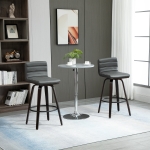HOMCOM 28" Swivel Bar Set of 2 Height Bar Stools, Armless Upholstered Barstools Chairs with Soft Padding Seat and Wood Legs, Grey