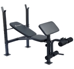 Soozier Adjustable Versatily Exercise Free Weight Bench with Weight Bar and Leg Extension Station