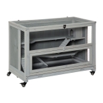 PawHut 3-Tier Wooden Hamster Cage, Small Animals Hutch with Ladders, Light Grey