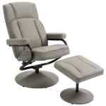 HOMCOM Faux Leather Recliner Chair, Living Room Swivel Chair w/ Ottoman Footrest, Grey