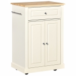 HOMCOM Rolling Kitchen Island Storage Cart w/ Drawer & Adjustable Shelf, Cream White