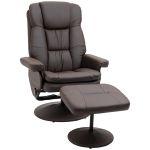 HOMCOM PU Leather Recliner Chair with Wrapped Base and Matching Ottoman Footrest, Brown