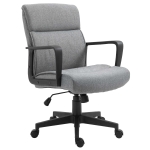 Vinsetto Mid Back Home Office Chair Height Adjustable Linen Fabric Desk Task Chair with Ergonomic Line Wide Seat, Thick Padding, and 360° Swivel Wheels