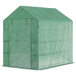 Outsunny 7' x 4.5' x 6.5' Walk-in Greenhouse, 3-Tier Tunnel Greenhouse with Zipped Roll-up Door, PE Cover for Outdoor Garden Plant, Green