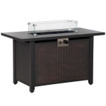 Outsunny 43 Inch Propane Fire Pit Table 50,000 BTU Gas Firepit w/ Wind Guard, Blue Glass