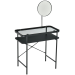 HOMCOM Modern Makeup Dressing Table Bedroom Vanity w/ Shelves, Rotating Mirror, Black