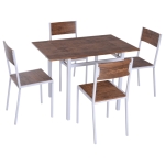 HomCom 5 Piece Drop Leaf Counter Height Dining Table and Chairs Set - Walnut / White