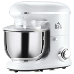 HOMCOM Stand Mixer w/ 7.5 Qt Stainless Steel Mixing Bowl Beater Dough Hook, White