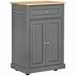HOMCOM Modern Rolling Kitchen Island Storage Cart w/ Drawer & Adjustable Shelf, Grey