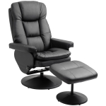 HOMCOM PU Leather Recliner Chair with Wrapped Base and Matching Ottoman Footrest, Black