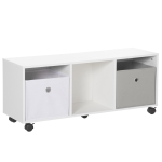 HOMCOM Toy Chest Kids Mobile Cabinet Storage Organizer with Wheels, Drawers, White