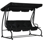 Outsunny Outdoor 3-Person Patio Porch Swing Hammock Bench with Adjustable Canopy, Black