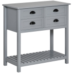 HOMCOM Sideboard Buffet Cabinet, Storage Serving Console Table with 4 Drawers and Slatted Bottom Shelf for Kitchen, Living Room, Grey