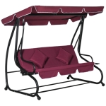 Outsunny Outdoor 3-Person Patio Porch Swing Hammock Bench with Adjustable Canopy, Red