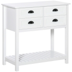 HOMCOM Sideboard Buffet Cabinet, Storage Serving Console Table with 4 Drawers and Slatted Bottom Shelf for Kitchen, Living Room, White