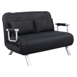 HomCom Full Size Folding 5 Position Steel Convertible Sleeper Bed Chair- Black
