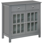HOMCOM Sideboard Buffet Cabinet, Storage Cabinet Cupboard Table with Glass Doors, Adjustable Shelf Cabinet and 2 Drawers for Kitchen, Grey