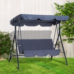 Outsunny Outdoor 3 Person Patio Porch Swing Bench Chair with Top Canopy - Grey