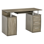 HOMCOM 47" Computer Desk with Keyboard Tray and Storage Drawers, Home Office Workstation Table with Storage Shelves, Grey