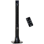HOMCOM 47" Oscillating Tower Fan Cooling for Bedroom with 3 Speeds, Floor Fan with 12h Timer, LED Display, and Remote Control, Black