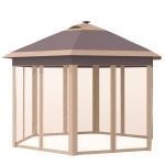 Outsunny Pop Up Gazebo Tent Height Adjustable Canopy w/ Solar LED Light and Mesh Netting