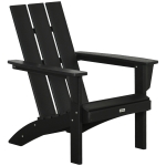 Outsunny Outdoor Plastic Adirondack Chair Backyard Lounge Chair w/ Tall Back, Black