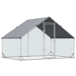 PawHut Galvanized Large Metal Chicken Coop Walk-in Enclosure with Cover for Outdoors