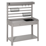 Outsunny Potting Bench Table, Garden Workstation w/ Sieve Screen, Removable Sink & Baskets