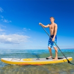 Outsunny Inflatable Paddle Board, Stand Up Paddle Board Adjustable Aluminum Paddle Non-Slip Deck Spray-painted Sea Turtles Board, with ISUP Accessories & Carry Bag, 126" x 30" x 6", Yellow