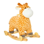 Qaba 2-IN-1 Kids Plush Ride-On Rocking Gliding Horse Giraffe-shaped for Child Yellow