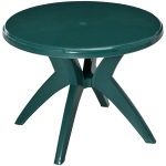 Outsunny Round Patio Dining Table with Umbrella Hole for Garden Lawn Backyard, Green