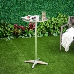 HomCom 24" Round Adjustable Stainless Steel Top Aluminum Standing Bistro Bar Table