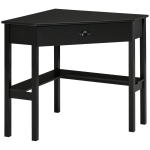 HOMCOM Corner Desk, Triangle Computer Desk with Drawer and Storage Shelves for Small Spaces, Home Office Workstation for Living Room, or Bedroom, Black