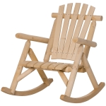 Outsunny Wooden Rustic Rocking Chair Indoor Outdoor Adirondack Rocker for Patio, Natural