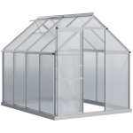 Outsunny 8' x 6' Polycarbonate Walk-in Garden Greenhouse Kit w/ Sliding Door, Silver