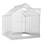 Outsunny 6' x 6' Portable Walk-In Greenhouse Outdoor Plant Gardening Green House Canopy w/ Sliding Door Adjustable Window Silver