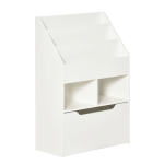 HOMCOM Kids Bookcase Multi-Shelf Book Rack with Mobile Drawer for Books, Toys, White