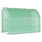 Outsunny 10' x 5' x 7' Outdoor Walk-In Greenhouse, Plant Nursery with Zippered Doors, PE Cover and 3-Tier Shelves, Green