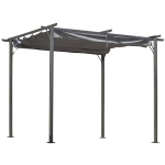 Outsunny Outdoor Retractable Sun Shade Covered Modern Square Backyard Patio Pergola, Grey