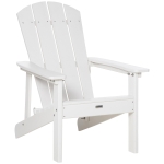 Outsunny Outside Patio & Backyard Lounge Adirondack Chair w/Ergonomic Design, White