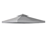 Outsunny 10'x10' Square 2 Tier Gazebo Canopy Replacement Top Sun Shade, Light Grey